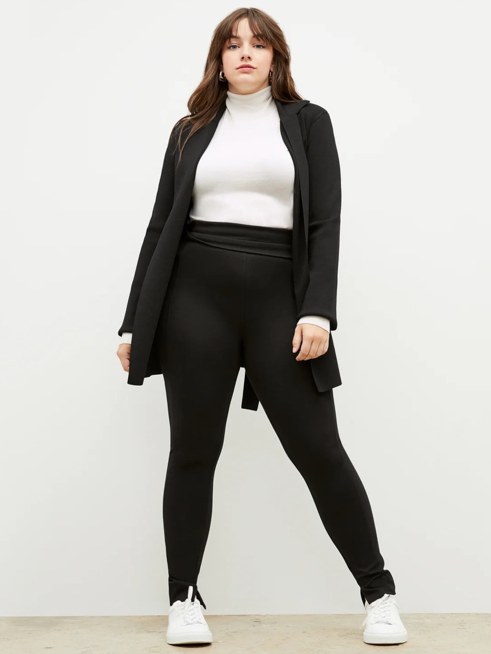 M.M.LaFleur Stella Black Ponte Leggings Foldover Waist Size 14 Minimalist Casual